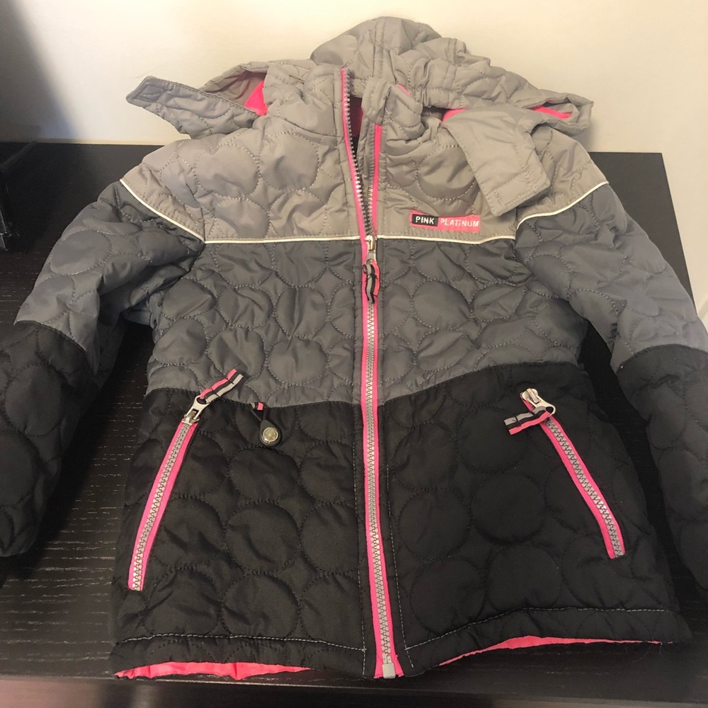 Pink platinum winter snow ski coat size 5/6 girls